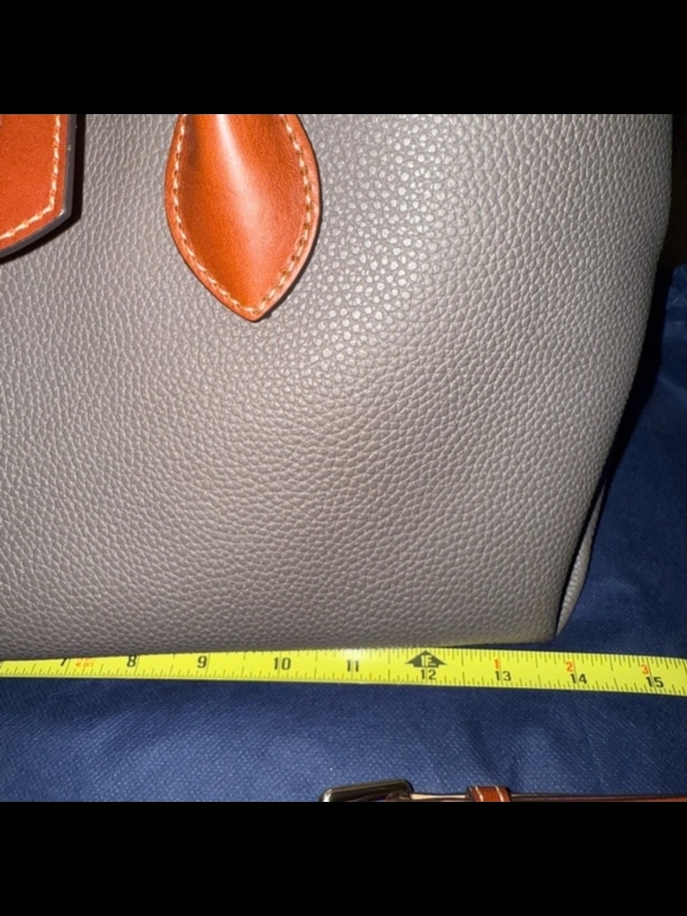 Dooney & Bourke Gray Pebble Leather Satchel with Tan Trim - Picture 12 of 15